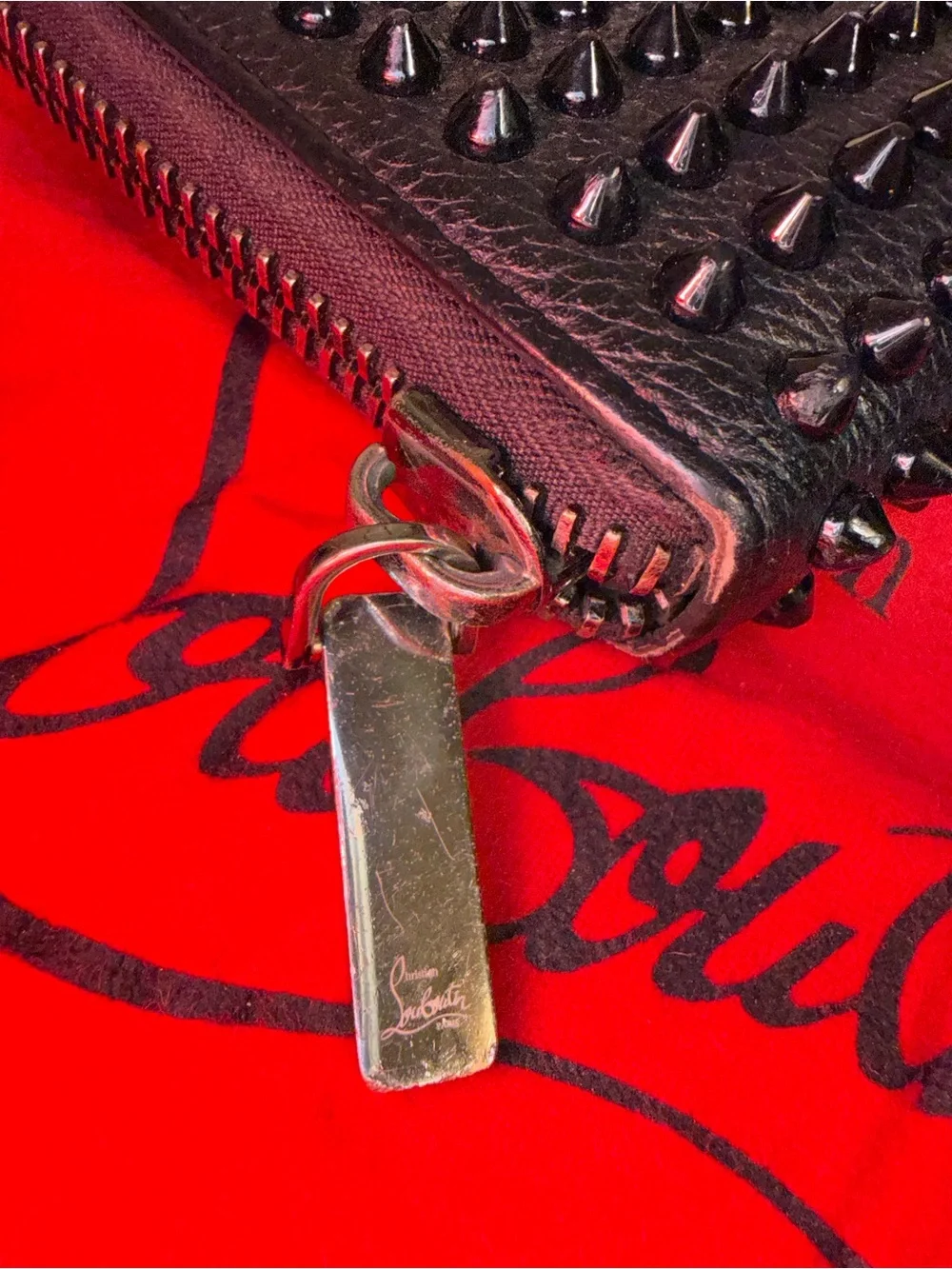 Christian Louboutin Black Spiked Zip-Around Wallet